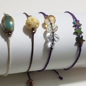 SET of 4 Unisex BRACELETS Fully Adjustable - Make a unique gift